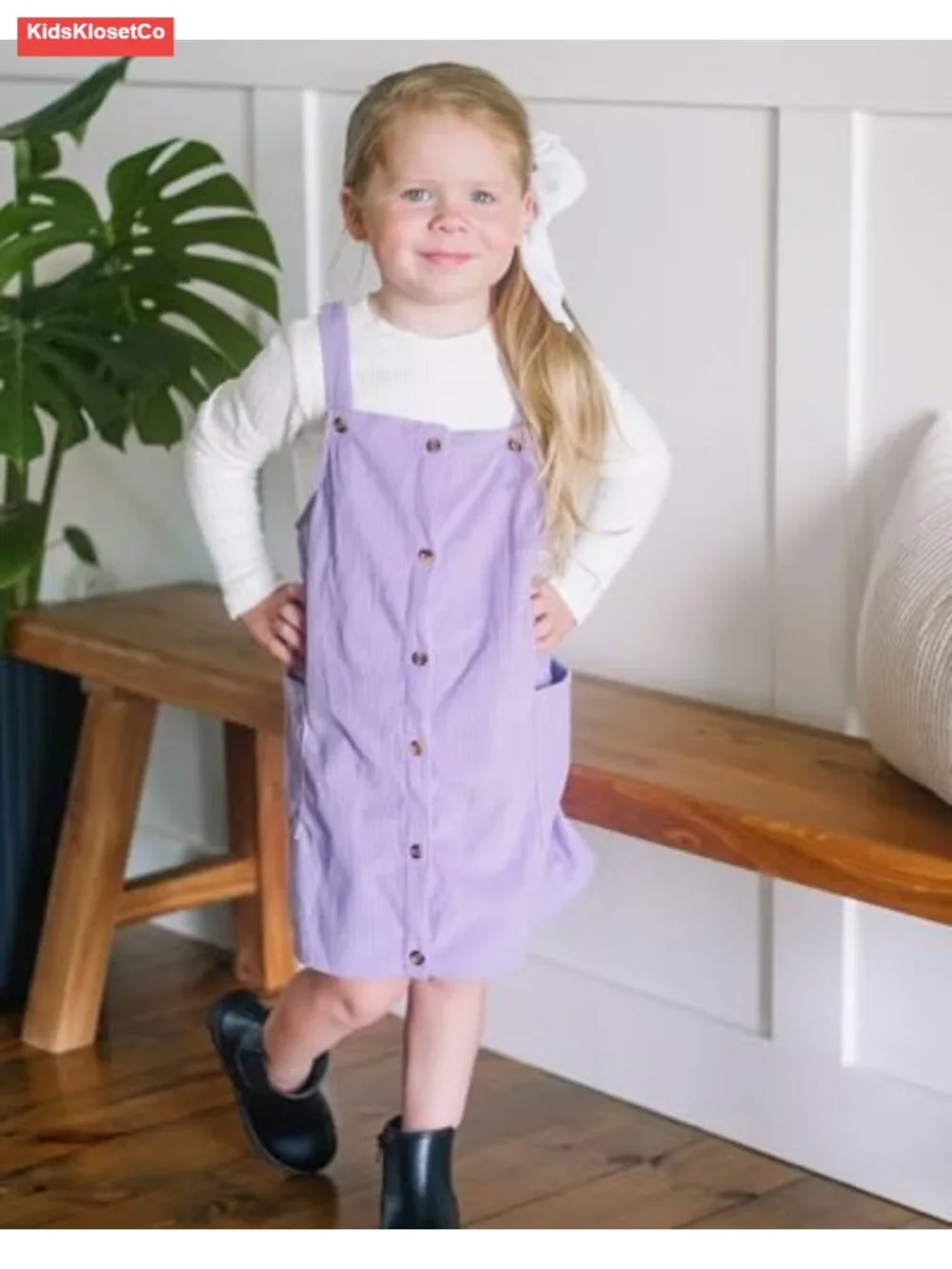 Toddler Girl Corduroy Button Down Overall Dress Set Long Sleeve